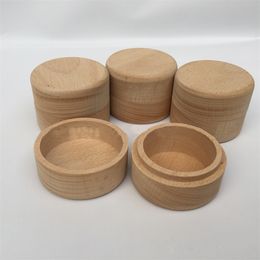 Home Beech Wood Jewellery Boxes Small Round Storage Box Retro Vintage Ring Boxfor Wedding Natural Wooden Jewelrys Case Organiser Container ZC1035