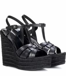 Summer Women sandal high heels wedges shoes Tribute leather wedge sandals Luxury heeled