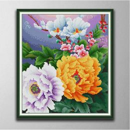 Blooming flower DIY cross stitch Embroidery Tools Needlework sets counted print on canvas DMC 14CT 11CT cloth