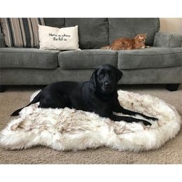 Faux Fur Orthopedic Dog Bed Curve White Dog Rug For Big Medium Small Puppys Support Dropping 201124