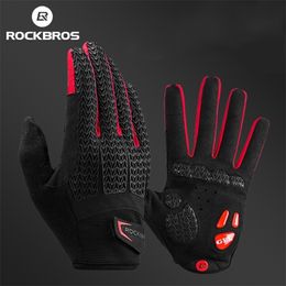 ROCKBROS Windproof Cycling Gloves Touch Screen Riding Bike Bicycle Gloves Thermal Warm Motorcycle Winter Autumn Bike Gloves 220527