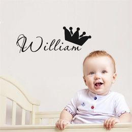 Prince Sticker Personalized Any Decals Nursery Boys Room Decor Custom Name With Crown Vinyl Wall Art Mural AZ022 220621