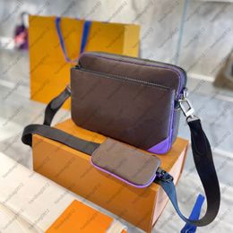 Men genuine leather TRIO 2022 Messenger Bags luxury designer cross body Satchels 3 in 1 fashion handbag mini package backpack