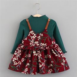 Baby Girl Dress Autumn Winter Long Sleeve Print Flower Princess Dress Toddler Girl Dresses Kids Clothes Suit LJ201222