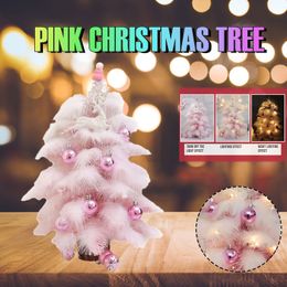 45 60cm Pink Christmas Tree For Home Decorations Kids Girls Gift Pink Lovely Cute Xmas Cedar Tree For Christmas Year Party 201027