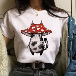 Harajuku Retro T-shirt Kawaii Tops Cartoon Animal Print Damenmode Streetwear Weies Hemd Top.