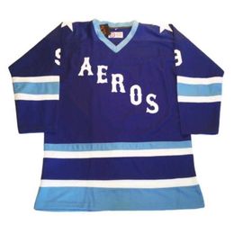 Thr custom hockey jersey size XXS S-XXXL 4XL XXXXL 5XL 6XL Houston Aeros Customised Jersey WHA World Hockey Association