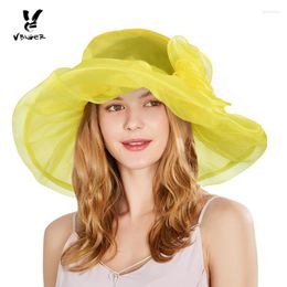 Women Sun Hat Floral Ruffles Wide Large Brim Summer Ladies Party Wedding Beach Outdoor Sunbonnet Hats Delm22
