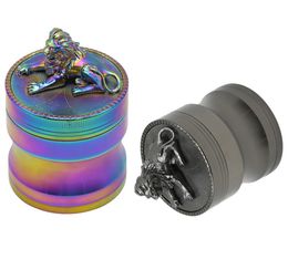 Smoke Metal Grinder 4-layer 63mm Lion Cover Side Concave Zinc Alloy For Dry Herb Tobacco