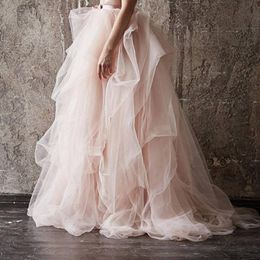 Skirts Powder Pink Very Lush Ruffles Tulle Ball Gowns Pretty Skirt For Bridal Pography Women With Ribbon SashSkirts
