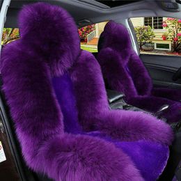 Car Seat Covers 2×High Quality Cover Soft Wool Cushion Front Upholstery Purple