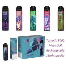 100% Fumot original Randm Tornado 8000 Puffs E Kit de dispositivo de cigarrillo Bobina de malla precargada barata 20 Color Vapor