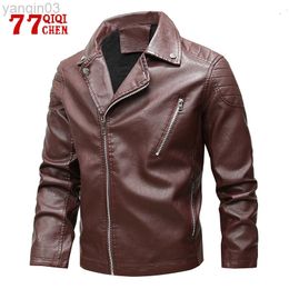 Winter Leather Jacket Men Motorcycle Casual Slim Fleece Thicker Zipper Pu Jacket Biker Fashion Warm Leather Men Plus Size 6XL L220801