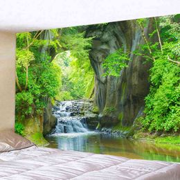Tapestry Mountain Stream Forest Tapestry Hippie Cheap Large Printed Nature Art