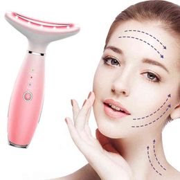 Neck Wrinkle Removal Massager 3 Colors Led Facial Lifting Photon Therapy Skin Tighten Reduce Double Chin Beauty Care Device 220520