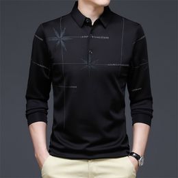 BROWON Spring Autumn Brand Casual Polo Shirts Men Long Sleeve Turn-down Collar Shirt Breathable Maple Leaf Pattern Men Tops 220408