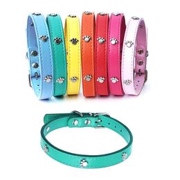 Dog Collars & Leashes Leather Spiked Collar Adjustable PU Rivets Small Medium Puppy Dogs Cat Strap Studded Pet Necklace AccessoriesDog