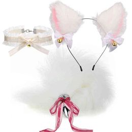 Erotica Anal Toys Fox Plug Sex Foxtail Bow Metal Butt Headbands Erotic Cute Bow-knot Soft Cat Ears Cosplay Couples Accessories 220507
