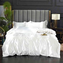 Mulberry Silk Bedding Set with Duvet Cover Bed Sheet Pillowcase Luxury Satin Bedsheet Solid Color King Queen Full Twin Size