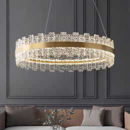 NEW Modern Crystal LED Chandelier Golden Pendant Lamps Villa Indoor Luxury Decor Lighting For Kitchen Dining Living Room Bedroom