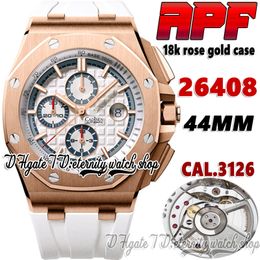 APFF 26408zf Cal.3126 ARF3126 Chronograph Automatic Mens Watch Stainless Steel Rose Gold Case White Texture Dial Rubber Super Version eternity Stopwatch Watches