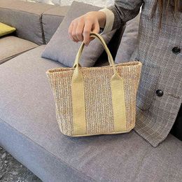 Summer New Korean Version Ins Straw Woven Handbag Beach Bag Foreign Style Woven Travel Vacation Women's Bag 220614