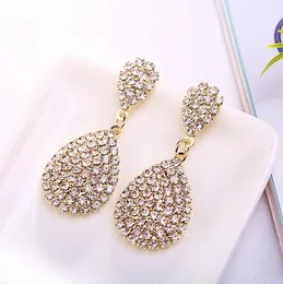 American Diamond Claw Chain Water Drop Ear Studs Earrings Foreign Trade Fashion Bridal Wear Accessories for Women