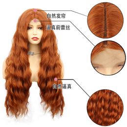 26" Long orange Curly Wave small Lace Front Hair Wig