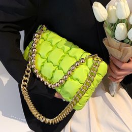 Evening Bags Chain Small Clutch PU Leather Crossbody Shoulder Sling Bag For Women Winter Fashion BRAND Handbags And Purses GreenEvening