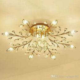 Modern K9 Crystal LED Flush Mount Ceiling Chandelier Lights Fixture Gold Black Home Lamps for Bedroom Living Room