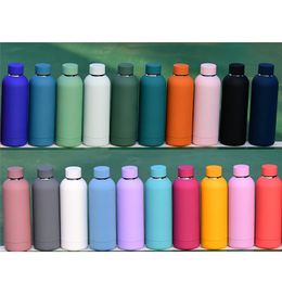 Custom 500ml 17oz Frosted Sports Water Bottle Double Wall Vacuum Matte Narrow Mouth Outdoor Stainless Steel Water Bottles