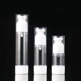 100pcs/lot 15ml 30ml 50ml 100ml Plastic Travel Refillable Bottle Transparent Airless Pump Perfume Liquid Vacuum Cream Bottle