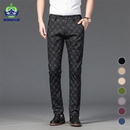 Men's Casual Plaid Pants Business Slim Fit Black Blue Red Khaki Classic Style Trousers Male Brand Luxury Clothes 220325