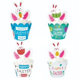 Other Festive & Party Supplies 24pcs Happy Easter Cupcake Wrapper With Cake Toppers Egg Baking Decoration Kids Birthday PartyOther OtOther O