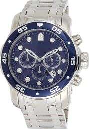 Men's Pro Diver Quartz Chronograph Watch with Stainless Steel Strap, Silver
