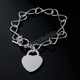 fashion silver color Romantic heart card Pendant Bracelets for women classic party Wedding noble Jewelry Couple gifts
