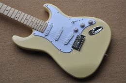 Guitar 6-string light yellow electric guitar maple fingerboard silver accessories