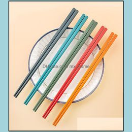 Premium Reusable Mticolour Chopsticks Sushi Japanese Matte Anti-Slip Chop Sticks Chopstick Xb Drop Delivery 2021 Flatware Kitchen Dining