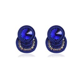 Étalon boucles d'oreilles à la main à la main ethnique bijoux boho coloré la boucle d'oreille bleu accessoires noirs élégants offidysstud