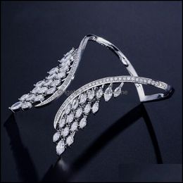 Wedding Jewellery Sets 2021 Top Sell Set 925 Sterling Sier Marquise Cut White Topaz Angle Wings Open Adjustable Women Ring Bangle Gift 196 Dro