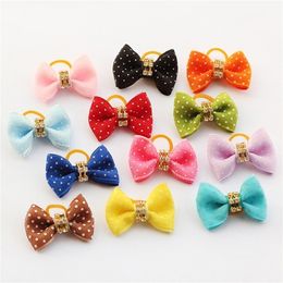 Handmade Lovely White Polka Dot ribbon Ribbon Dog Bow Grooming Bows For Dogs 6021015 Pet Hair Wholesale LJ200923