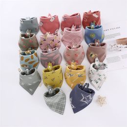 Baby cotton saliva towel Party Favour Soft multi flower type newborn Bib Retro Colour snap triangle towels Infants eating meal Bibs T9I002030