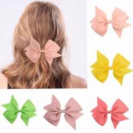 Kids Girls Hair Bows Brand Fashion Boutique Alligator Clip Grosgrain Ribbon Candy Colour Girls Headband