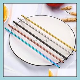 Drinking Sts Barware Kitchen Dining Bar Home Garden Stainless Steel Colorf Metal St Straight Bent Reusable Juice Party Accessories Lxl951