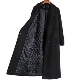 Autumn Winter New Women's Casual Wool Blend Trench Coat Oversize Long Coat with belt Women Wool Coat Cashmere Outerwear T200315
