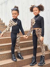 Toddler Girls 1pc Leopard Print Twist Tee & 1pc Leggings SHE