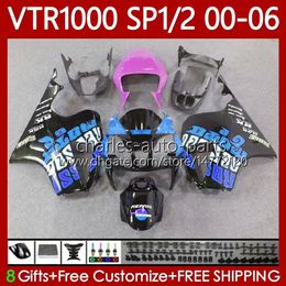 OEM Fairings For HONDA VTR RTV 1000 VTR1000 2000 2001 2002 2003 04 05 06 Body 123No.184 RC51 SP1 RTV1000 Blue black 00-06 SP2 VTR-1000 00 01 02 03 2004 2005 2006 Bodywork