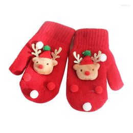 Five Fingers Gloves 2022 Christmas For Kids Adults Mittens Santa Claus Elk Cartoon Pattern Fur Warm Women's Winter