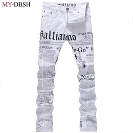 Mens John Males Galliano Top Quality Punk Rock Nightclub DS DJ modello stampato Jeans slim Jeans moto 201111