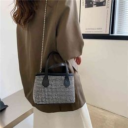 Purses 2022 new bright diamond women's bag sling shoulder small style chain portable inlaid messenger Handbags